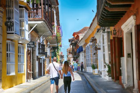 Photo for City street in Cartagena, Columbia - Royalty Free Image
