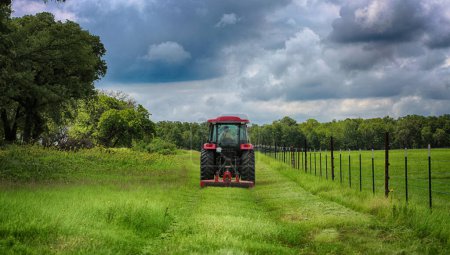 Foto de Un tractor en el campo sobre fondo natural - Imagen libre de derechos