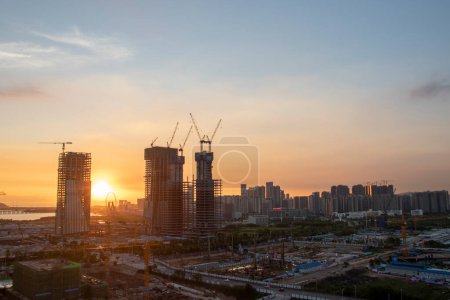 Téléchargez les photos : Chine skyline au coucher du soleil - en image libre de droit