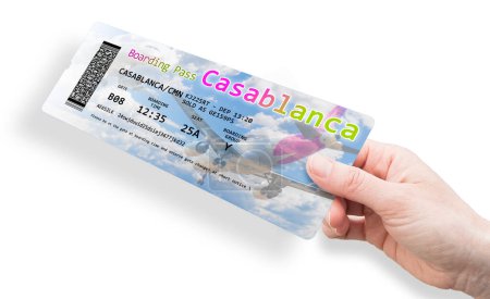 Foto de "Mano con un billete de avión a Casablanca (Moro" - Imagen libre de derechos