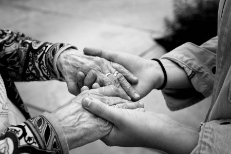 Photo for Support contest black and white photo of hands - Royalty Free Image