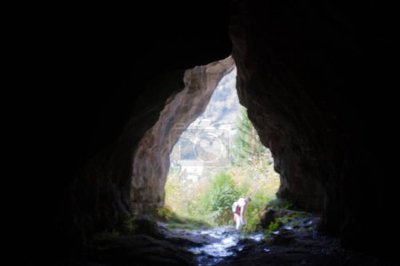 Téléchargez les photos : Femme marchant dans la grotte, photo de voyage - en image libre de droit