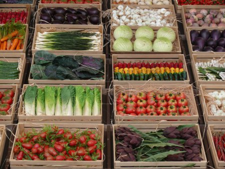 Photo for Crates of vegetables on display in a shop - Royalty Free Image