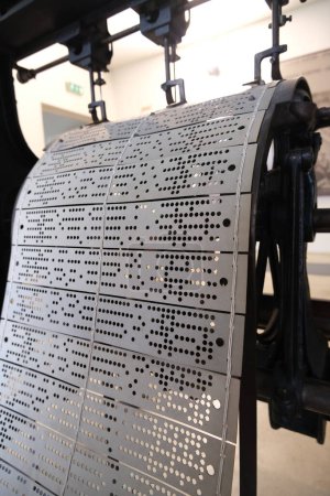 Photo for Perforated cards for programming an ancient machine for the prod - Royalty Free Image