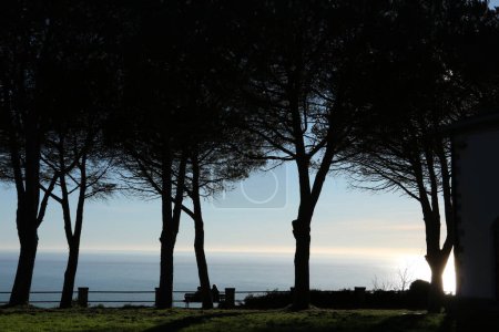 Foto de "Panorama del mar de Cinque Terre visto desde la colina del santuario" - Imagen libre de derechos