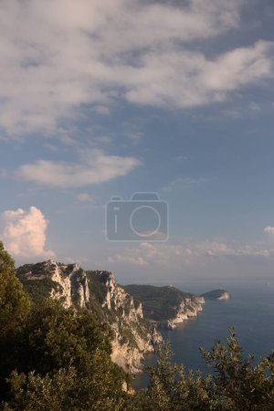 Photo for Mountains overlooking the sea near the Cinque Terre. - Royalty Free Image