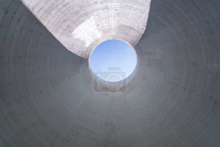 Photo for Cooling tower in Haifa Oil Refinery compound - Royalty Free Image