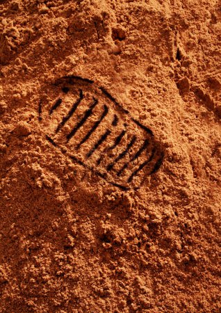 Photo for Astronaut footprint on red Martian sand - Royalty Free Image