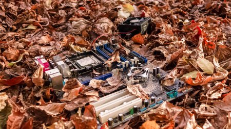 Photo for Non-working computer motherboard thrown into the street - Royalty Free Image
