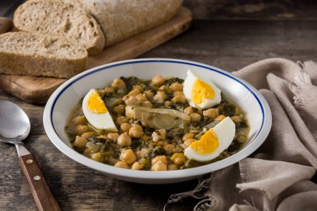 Photo for Chickpea stew with spinach and cod - Royalty Free Image