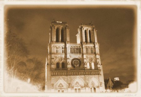 Foto de Catedral de Notre Dame en París con tarjeta de fotos vintage - Imagen libre de derechos