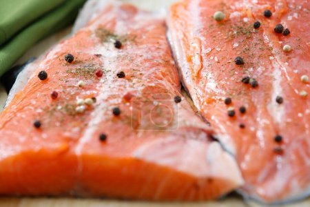 Photo for Two salmon pieces for cooking - Royalty Free Image