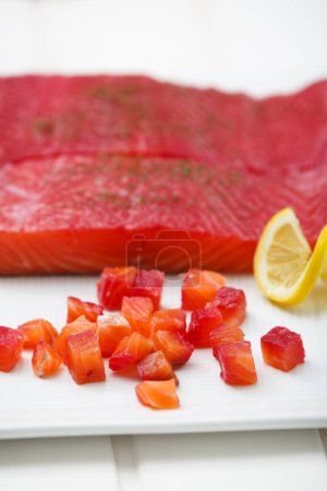 Photo for Salmon fillet with spices and vegetables - Royalty Free Image