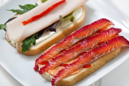 Foto de Sandwich con Gravlax, de cerca - Imagen libre de derechos
