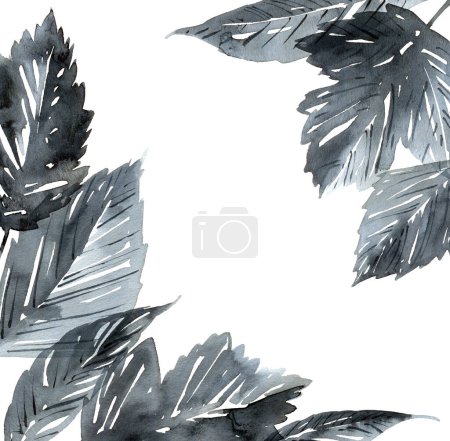 Téléchargez les photos : Feuilles d'arbre aquarelle gros plan - en image libre de droit