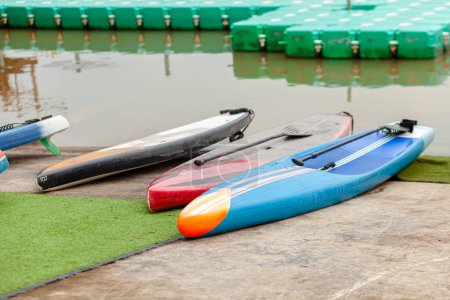 Photo for SUP / Stand up Paddle Boards Get ready - Royalty Free Image