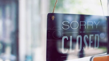 Photo for Glass door at the coffee shop closed - Royalty Free Image