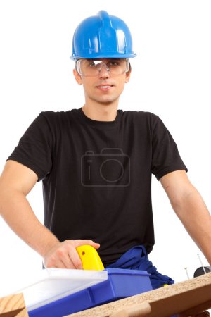 Photo for Construction worker on white background - Royalty Free Image