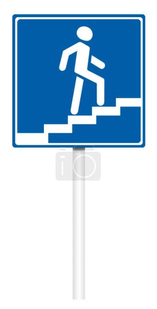 Photo for Informative traffic sign - Elevated pedestrian crossing - Royalty Free Image