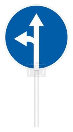 Photo for Prescriptive traffic sign - Direct and left motion - Royalty Free Image