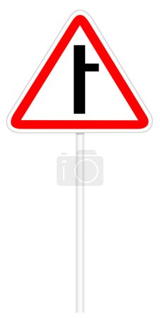 Téléchargez les photos : Warning traffic sign - road intersection - en image libre de droit