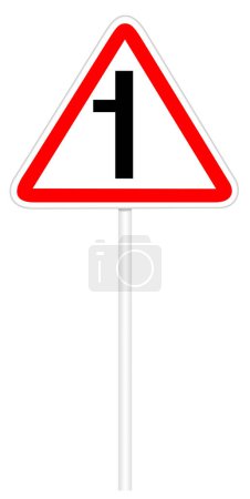 Téléchargez les photos : Warning traffic sign - road intersection - en image libre de droit