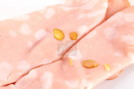 Photo for Slices of Bologna on white background - Royalty Free Image
