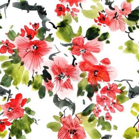 Téléchargez les photos : Motif arbre fleur aquarelle - en image libre de droit