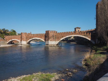 Photo for "Castelvecchio Bridge aka Scaliger Bridge in Verona" - Royalty Free Image