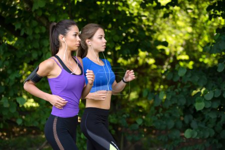 Téléchargez les photos : Femmes faisant du jogging matinal dans le parc - en image libre de droit