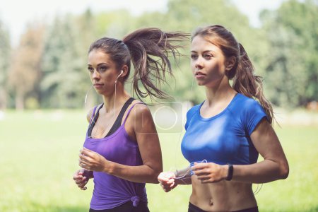 Téléchargez les photos : Femmes matin jogging dans le parc - en image libre de droit
