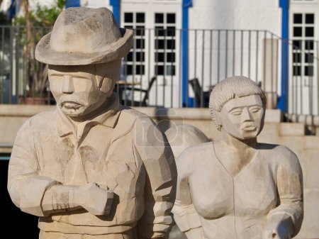Photo for Sculptures of a fisher family in Albufeira in Portugal - Royalty Free Image
