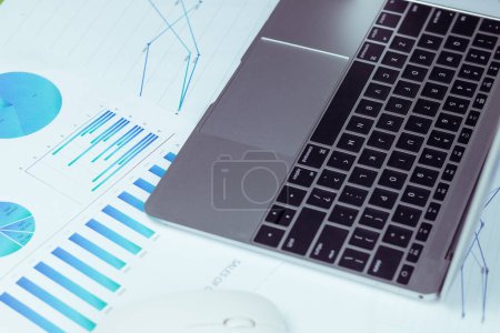 Photo for Many charts and graphs reflect the company's concept of data collection and statistical performance in the past year - Royalty Free Image