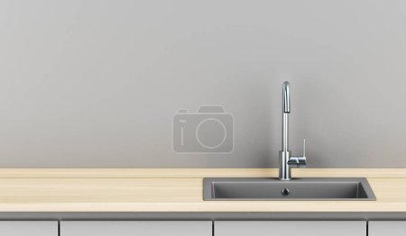 Foto de Cocina con madera y colores grises - Imagen libre de derechos