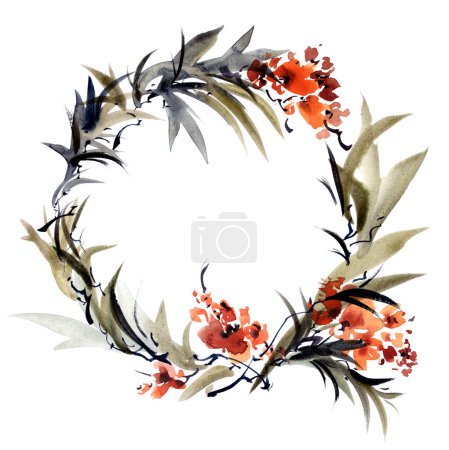 Téléchargez les photos : Aquarelle cadre floral close up - en image libre de droit