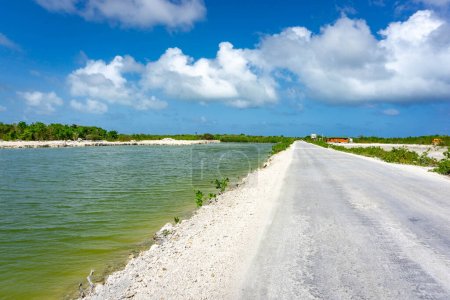 Téléchargez les photos : Vue sur Ambergris Caye, la plus grande île du Belize dans la mer des Caraïbes - en image libre de droit