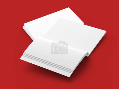 Photo for Open magazine with a glued binding. Stack of catalogues. A4 - Royalty Free Image