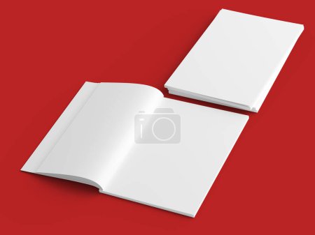 Foto de Open magazine with a glued binding. Stack of catalogues. A4 - Imagen libre de derechos