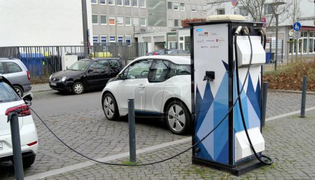 Photo for Brunswick, Lower Saxony, Germany, January 27,2018: Charging station for electric cars in Brunswick, Germany, editorial - Royalty Free Image