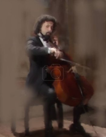 Photo for Man playing a violoncello on background, close up - Royalty Free Image
