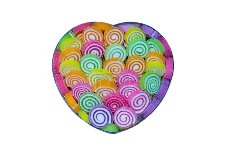 Photo for Sugar candies in a heart-shaped box - Royalty Free Image