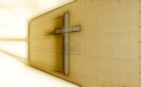 Téléchargez les photos : Croix grunge sur le mur sur le fond - en image libre de droit