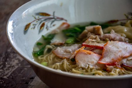 Photo for "Roasted red pork wonton noodle soup" - Royalty Free Image