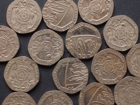 Foto de 20 peniques monedas, Reino Unido - Imagen libre de derechos