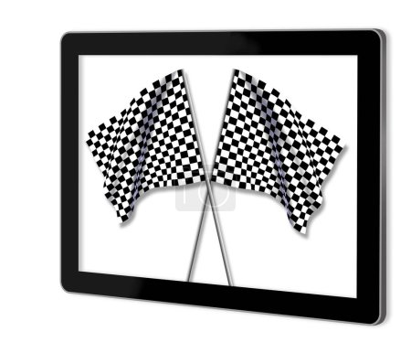 Photo for Large Checkered Flags in frame on white background - Royalty Free Image