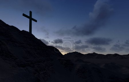 Téléchargez les photos : Silhouette croisée en montagne - en image libre de droit