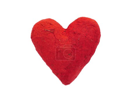 Foto de Corazón de papel rojo aislado sobre fondo blanco - Imagen libre de derechos