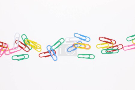 Photo for Colorful paper clips on a white background - Royalty Free Image