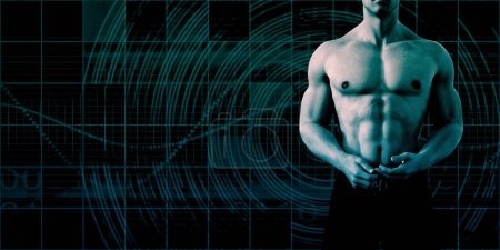Photo for Fitness Presentation Background with young man - Royalty Free Image