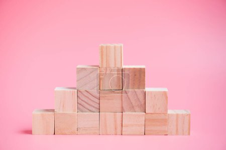 Photo for Stack of wood cube building blocks - Royalty Free Image